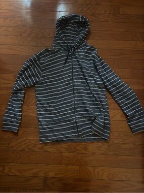 Oakley Navy & White Striped Hooded Zip Sweatshirt